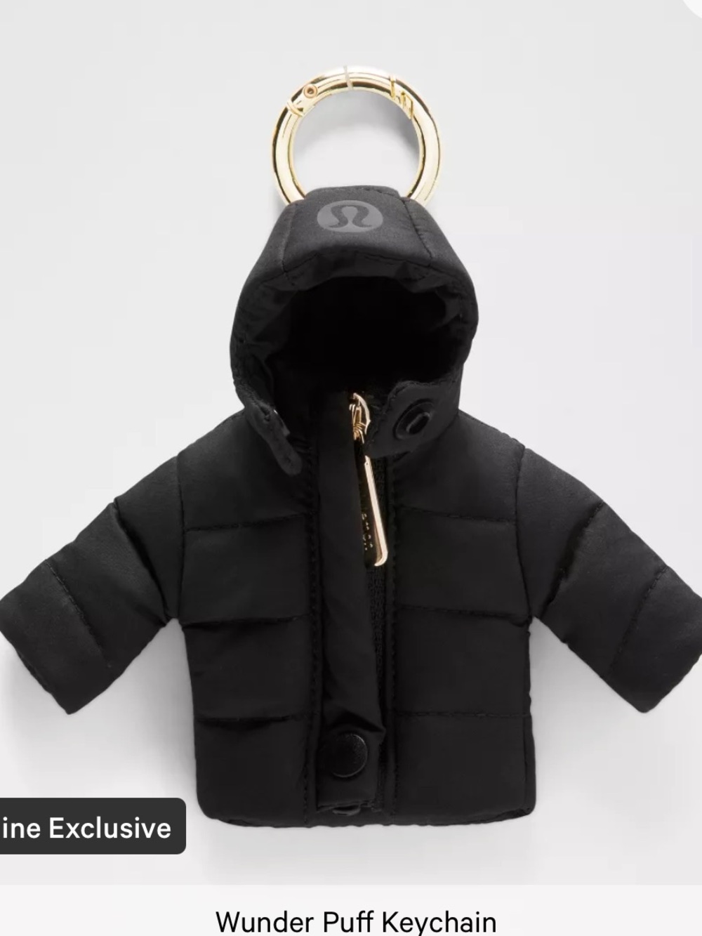 ❤️ Lululemon Wunder Puff Keychain Bag Charm in Black NWT
